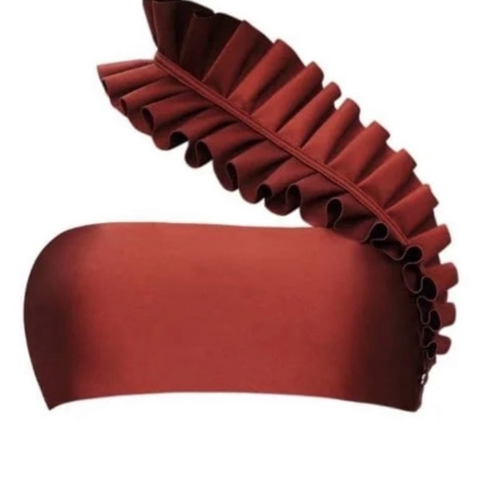 Andrea Iyamah Liva Bandeau One-Shoulder Ruffle Bikini Top Size Small NWT - Picture 3 of 10